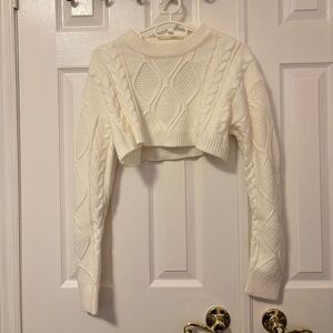 Elegant White Cable Knit Women's Sweater